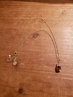 18k Yellow Gold Over Sterling Silver Chain & Pendant With Orange Madeira Citrine